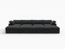 Deluxe Premium Cloud Sectional Sofa Covers | Black Cotton and Linen Sofa Cover for 4-Seater with 4-Ottomans