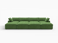 Deluxe Cloud 4-Seater Pit Sectional in Earth Green Velvet | 8-Piece (Includes 4 Ottomans), Family Room Seating, Easy To Clean, Modern Style