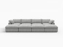 Deluxe Premium Cloud Sectional Sofa Covers | Light Grey Cotton and Linen Sofa Cover for 4-Seater with 4-Ottomans