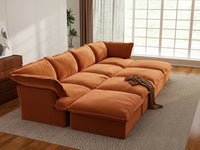 Deluxe Cloud 4-Seater Pit Sectional with Storage | 8-Piece (includes 4 ottomans), Velvet Fabric, Washable Covers
