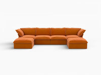 Deluxe Cloud 4-Seater U-Shaped Sofa with Storage | 6-Piece (includes 2 ottomans), Velvet Fabric, Washable Covers