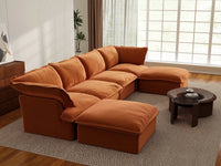 Deluxe Cloud 4-Seater U-Shaped Sofa with Storage | 6-Piece (includes 2 ottomans), Velvet Fabric, Washable Covers