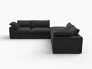 Deluxe Premium Cloud Sectional Sofa Covers | Black Cotton and Linen Sofa Cover for 4-Seater with 1-Ottoman