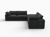 Deluxe Premium Cloud Sectional Sofa Covers | Black Cotton and Linen Sofa Cover for 4-Seater with 1-Ottoman