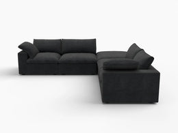 Deluxe Premium Cloud Sectional Sofa Covers | Black Cotton and Linen Sofa Cover for 4-Seater with 1-Ottoman