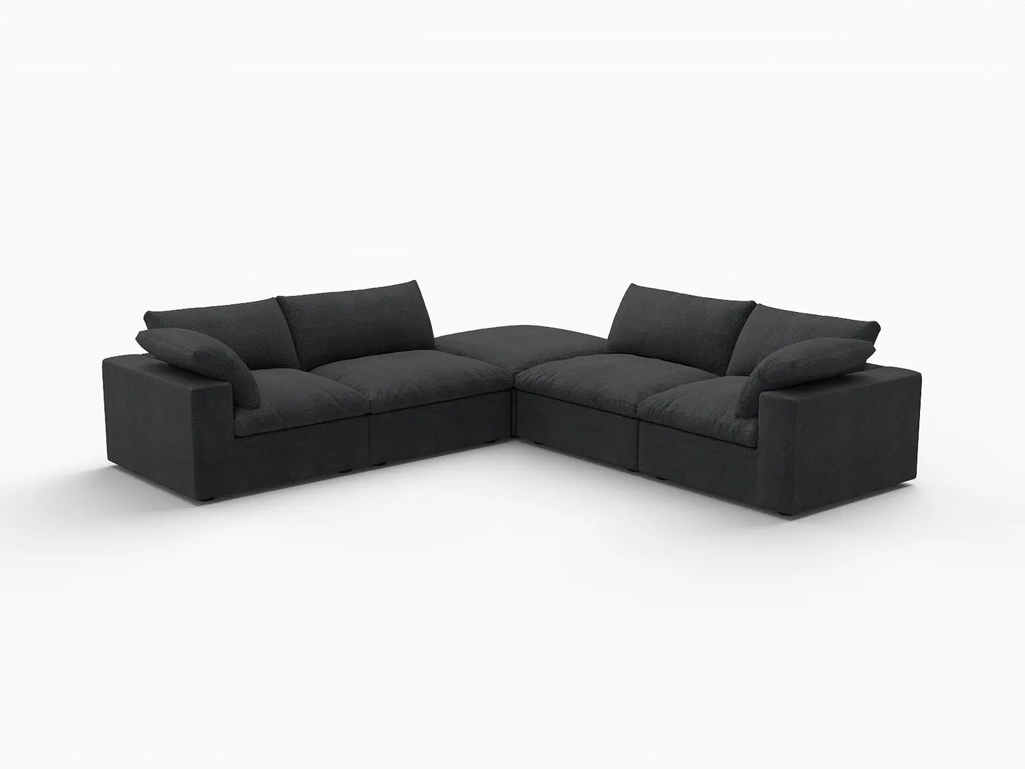 Deluxe Premium Cloud Sectional Sofa Covers | Black Cotton and Linen Sofa Cover for 4-Seater with 1-Ottoman