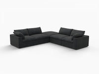 Deluxe Premium Cloud Sectional Sofa Covers | Black Cotton and Linen Sofa Cover for 4-Seater with 1-Ottoman