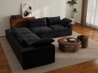 Deluxe Premium Cloud Sectional Sofa Covers | Black Cotton and Linen Sofa Cover for 4-Seater with 1-Ottoman