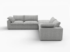 Deluxe Premium Cloud Sectional Sofa Covers | Light Grey Cotton and Linen Sofa Cover for 4-Seater with 1-Ottoman