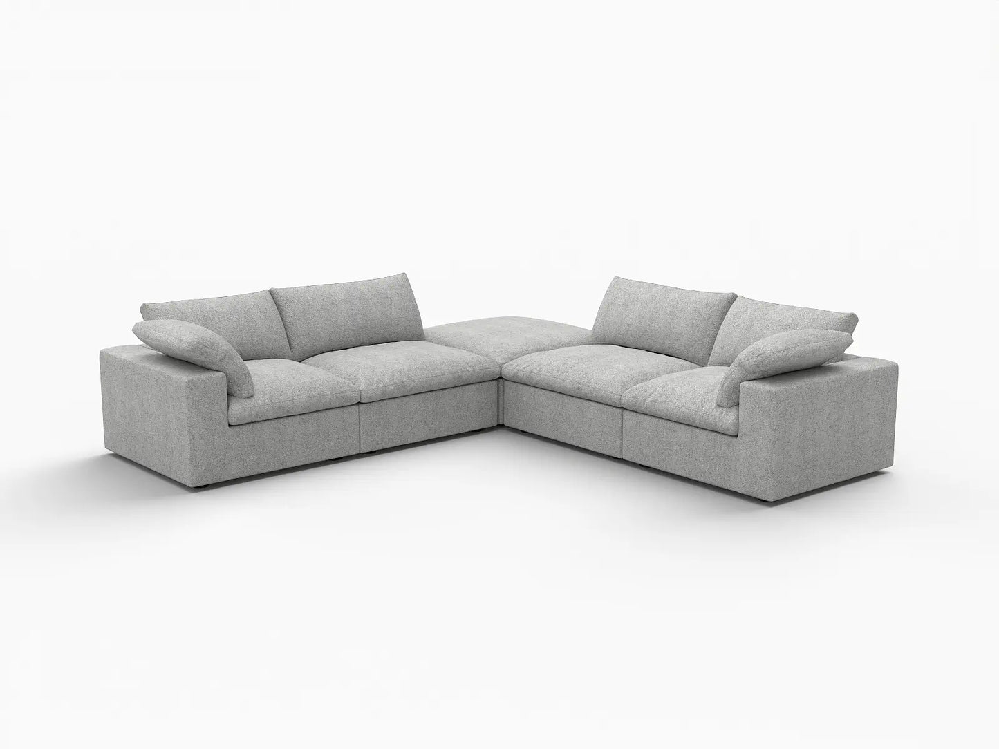 Deluxe Premium Cloud Sectional Sofa Covers | Light Grey Cotton and Linen Sofa Cover for 4-Seater with 1-Ottoman