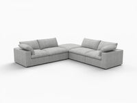 Deluxe Premium Cloud Sectional Sofa Covers | Light Grey Cotton and Linen Sofa Cover for 4-Seater with 1-Ottoman