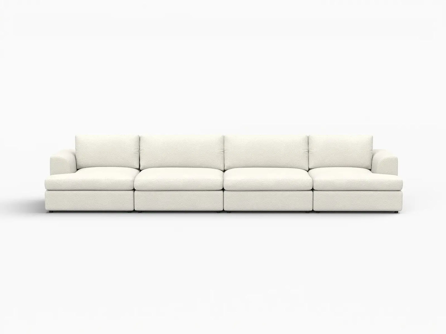 Deluxe Cloud 4-Seater White Large Space Couch Sectional | 4-Piece, Bouclé Sherpa-Like Fabric, Easy To Clean