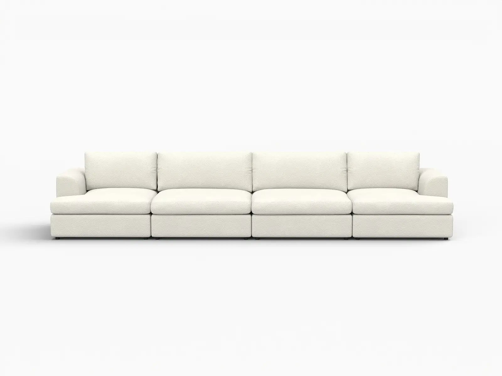 Deluxe Cloud 4-Seater White Large Space Couch Sectional | 4-Piece, Bouclé Sherpa-Like Fabric, Easy To Clean