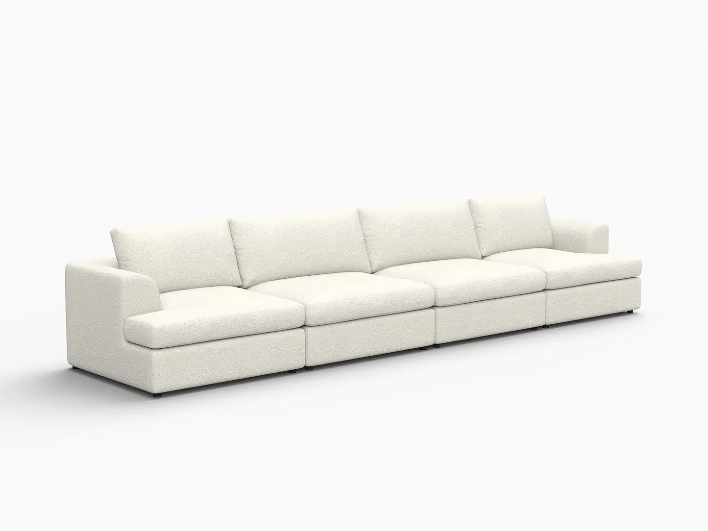 Deluxe Cloud 4-Seater White Large Space Couch Sectional | 4-Piece, Bouclé Sherpa-Like Fabric, Easy To Clean