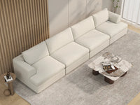 Deluxe Cloud 4-Seater White Large Space Couch Sectional | 4-Piece, Bouclé Sherpa-Like Fabric, Easy To Clean