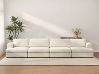 Deluxe Cloud 4-Seater White Large Space Couch Sectional | 4-Piece, Bouclé Sherpa-Like Fabric, Easy To Clean