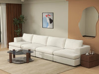 Deluxe Cloud 4-Seater White Large Space Couch Sectional | 4-Piece, Bouclé Sherpa-Like Fabric, Easy To Clean
