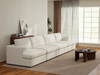 Deluxe Cloud 4-Seater White Large Space Couch Sectional | 4-Piece, Bouclé Sherpa-Like Fabric, Easy To Clean