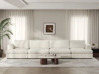 Deluxe Cloud 4-Seater White Large Space Couch Sectional | 4-Piece, Bouclé Sherpa-Like Fabric, Easy To Clean