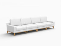 Deluxe Cloud 4-Seater White Large Space Couch Sectional | 4-Piece, Linen Look Poly Fabric, Easy To Clean