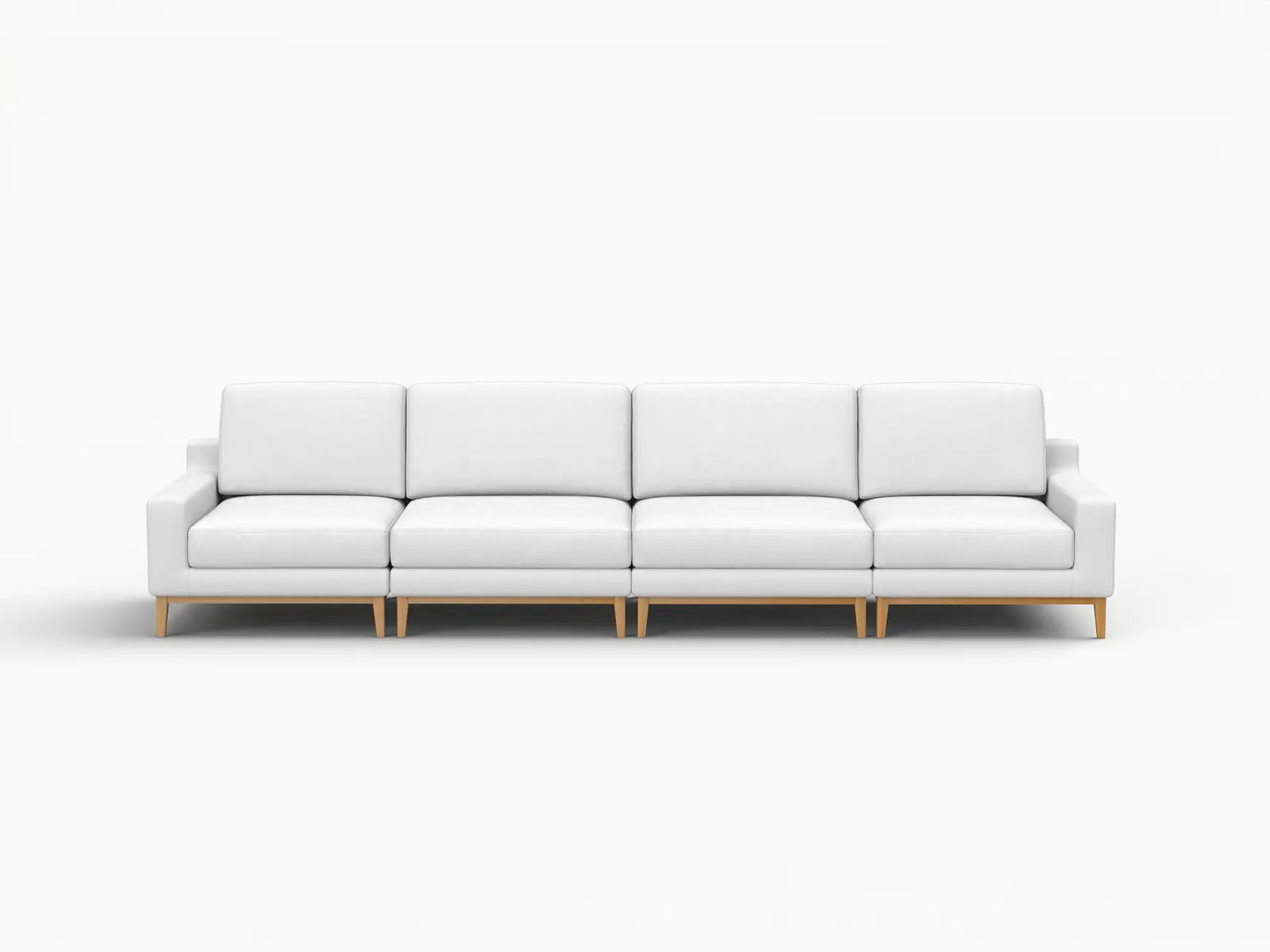 Deluxe Cloud 4-Seater White Large Space Couch Sectional | 4-Piece, Linen Look Poly Fabric, Easy To Clean