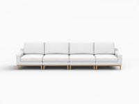 Deluxe Cloud 4-Seater White Large Space Couch Sectional | 4-Piece, Linen Look Poly Fabric, Easy To Clean