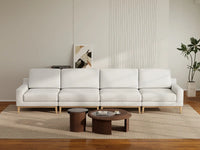 Deluxe Cloud 4-Seater White Large Space Couch Sectional | 4-Piece, Linen Look Poly Fabric, Easy To Clean