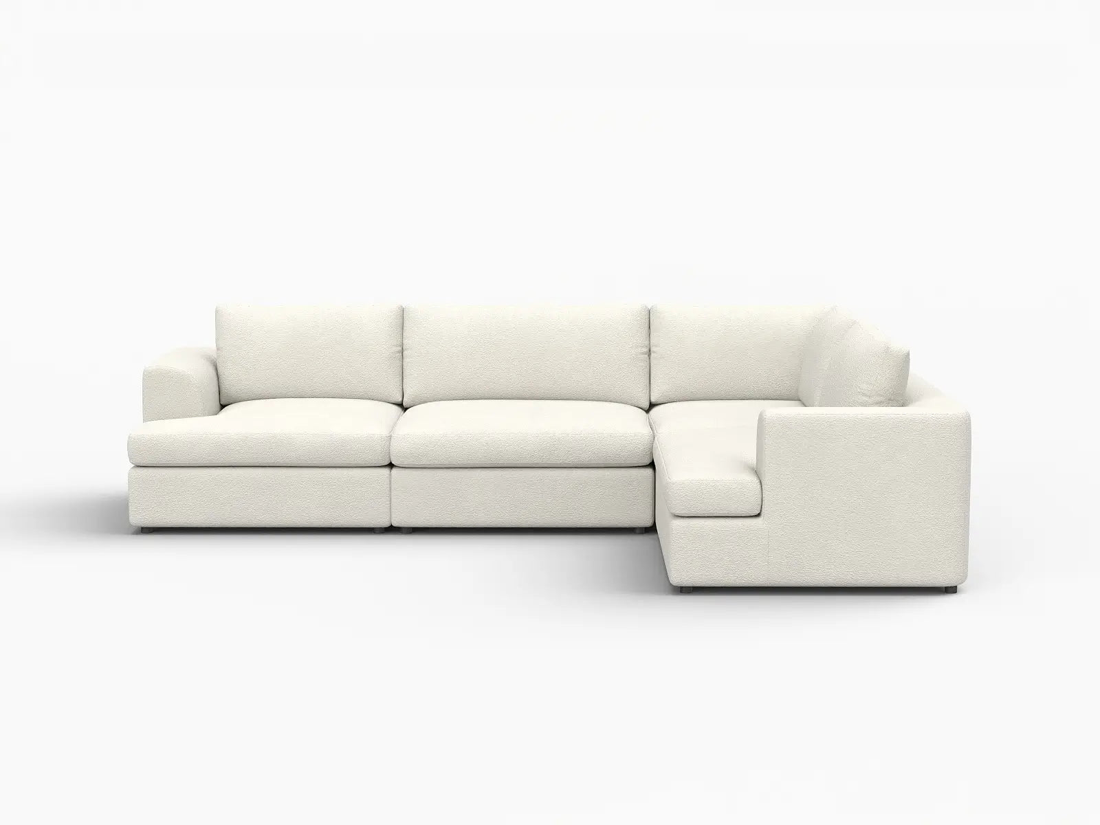 Deluxe Cloud 4-Seater White Large Space L-Shaped Sectional | 4-Piece, Bouclé Sherpa-Like Fabric, Easy To Clean