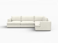 Deluxe Cloud 4-Seater White Large Space L-Shaped Sectional | 4-Piece, Bouclé Sherpa-Like Fabric, Easy To Clean