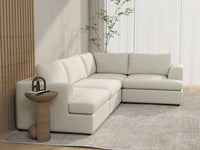 Deluxe Cloud 4-Seater White Large Space L-Shaped Sectional | 4-Piece, Bouclé Sherpa-Like Fabric, Easy To Clean