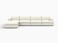 Deluxe Cloud 4-Seater White Large Space L-Shaped Sectional | 5-Piece (Includes 1 Ottoman), Bouclé Sherpa-Like Fabric, Easy To Clean