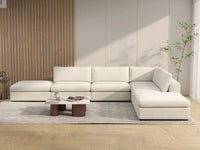 Deluxe Cloud 4-Seater White Large Space L-Shaped Sectional | 6-Piece (Includes 2 Ottomans), Bouclé Sherpa-Like Fabric, Easy To Clean
