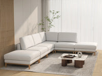 Deluxe Cloud 4-Seater White Large Space L-Shaped Sectional | 6-Piece (Includes 2 Ottomans), Linen Look Poly Fabric, Easy To Clean