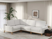 Deluxe Cloud 4-Seater White Large Space L-Shaped Sectional | 4-Piece, Linen Look Poly Fabric, Easy To Clean