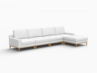Deluxe Cloud 4-Seater White Large Space L-Shaped Sectional | 5-Piece (Includes 1 Ottoman), Linen Look Poly Fabric, Easy To Clean