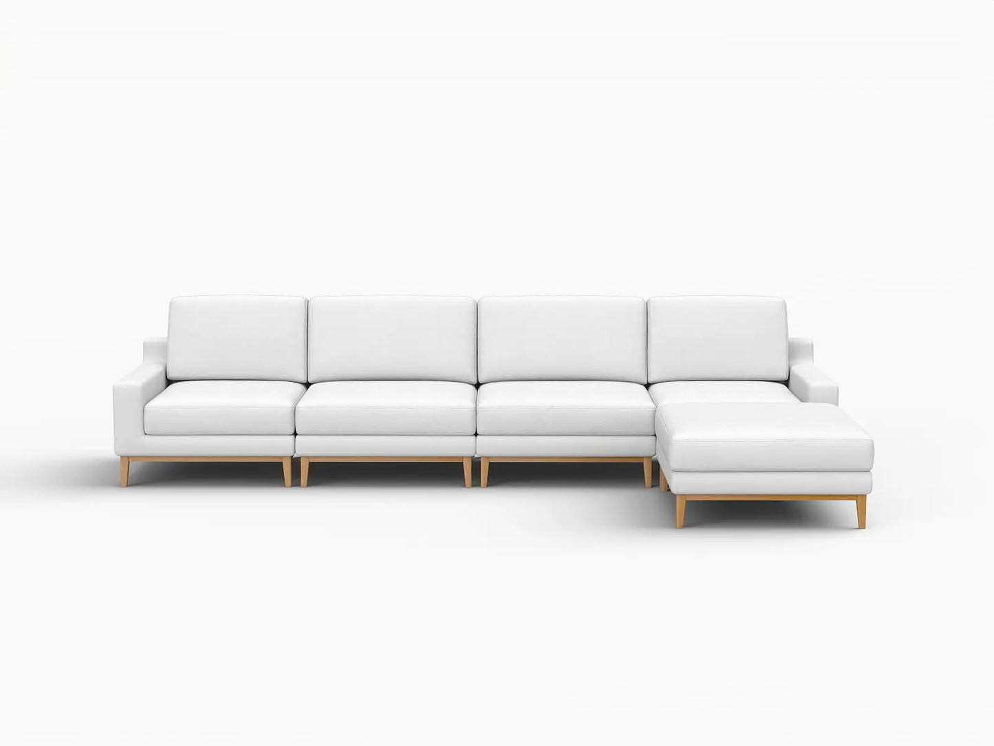 Deluxe Cloud 4-Seater White Large Space L-Shaped Sectional | 5-Piece (Includes 1 Ottoman), Linen Look Poly Fabric, Easy To Clean