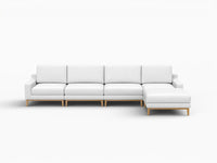 Deluxe Cloud 4-Seater White Large Space L-Shaped Sectional | 5-Piece (Includes 1 Ottoman), Linen Look Poly Fabric, Easy To Clean