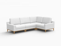 Deluxe Cloud 4-Seater White Large Space L-Shaped Sectional | 4-Piece, Linen Look Poly Fabric, Easy To Clean