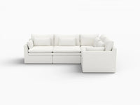 Deluxe Cloud 4-Seater White Large Space L-Shaped Sectional | 4-Piece, Linen Look Poly Fabric, Easy To Clean