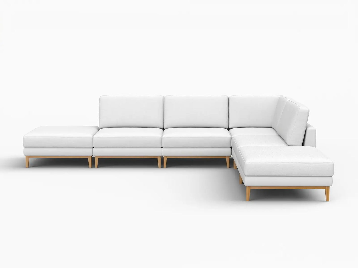 Deluxe Cloud 4-Seater White Large Space L-Shaped Sectional | 6-Piece (Includes 2 Ottomans), Linen Look Poly Fabric, Easy To Clean