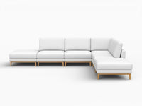 Deluxe Cloud 4-Seater White Large Space L-Shaped Sectional | 6-Piece (Includes 2 Ottomans), Linen Look Poly Fabric, Easy To Clean