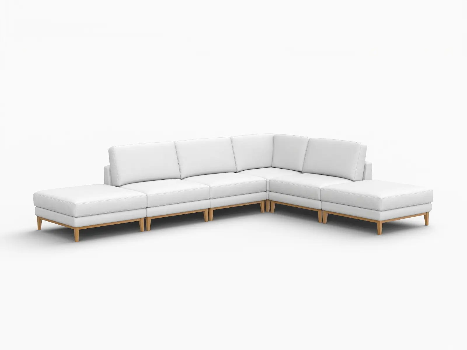 Deluxe Cloud 4-Seater White Large Space L-Shaped Sectional | 6-Piece (Includes 2 Ottomans), Linen Look Poly Fabric, Easy To Clean