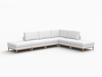 Deluxe Cloud 4-Seater White Large Space L-Shaped Sectional | 6-Piece (Includes 2 Ottomans), Linen Look Poly Fabric, Easy To Clean