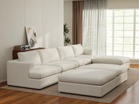 Deluxe Cloud 4-Seater White Large Space Sofa Set | 7-Piece (Includes 3 Ottomans), Bouclé Sherpa-Like Fabric, Easy To Clean