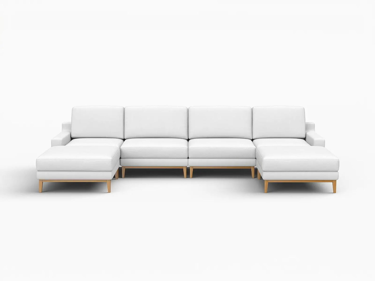 Deluxe Cloud 4-Seater White Large Space U-Shaped Sectional | 6-Piece (Includes 2 Ottomans), Linen Look Poly Fabric, Easy To Clean