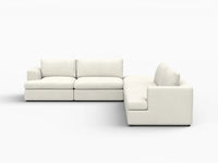 Deluxe Cloud 4-Seater White Large Space V-Shaped Sectional | 5-Piece (Includes 1 Ottoman), Bouclé Sherpa-Like Fabric, Easy To Clean