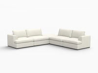 Deluxe Cloud 4-Seater White Large Space V-Shaped Sectional | 5-Piece (Includes 1 Ottoman), Bouclé Sherpa-Like Fabric, Easy To Clean