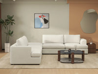 Deluxe Cloud 4-Seater White Large Space V-Shaped Sectional | 5-Piece (Includes 1 Ottoman), Bouclé Sherpa-Like Fabric, Easy To Clean