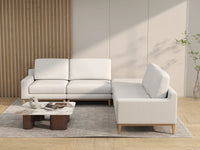 Deluxe Cloud 4-Seater White Large Space V-Shaped Sectional | 5-Piece (Includes 1 Ottoman), Linen Look Poly Fabric, Easy To Clean