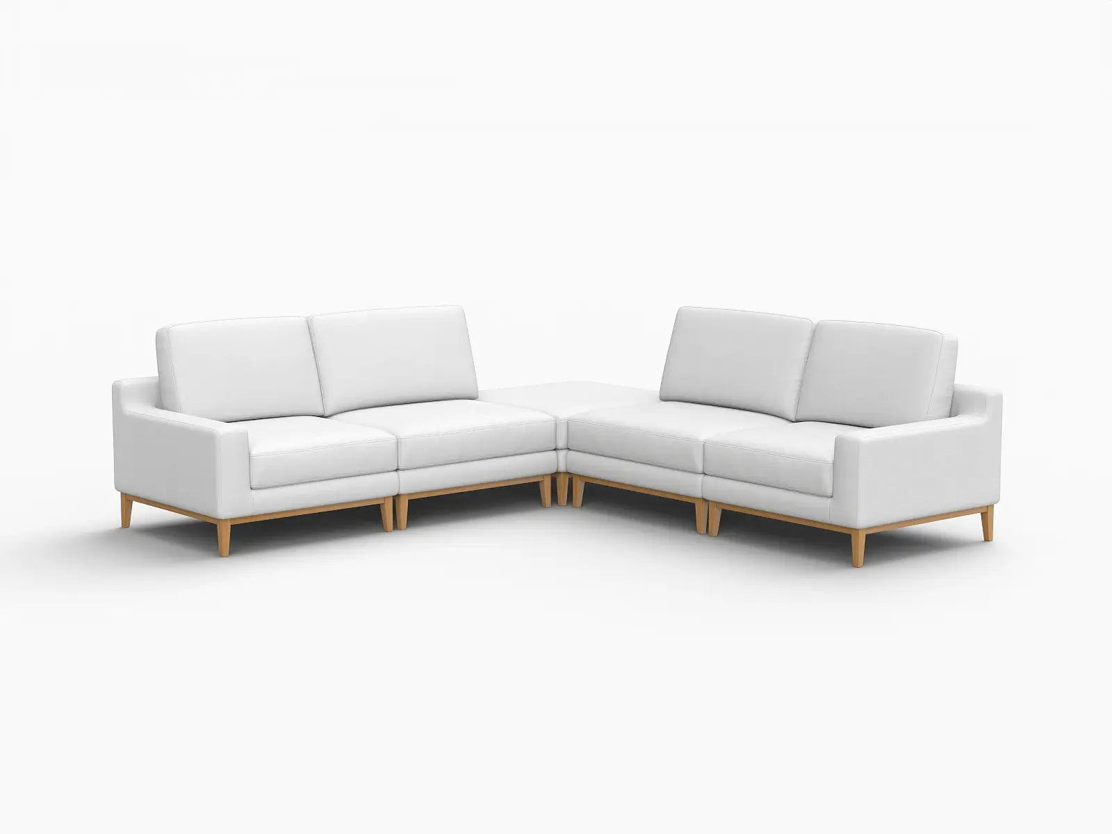 Deluxe Cloud 4-Seater White Large Space V-Shaped Sectional | 5-Piece (Includes 1 Ottoman), Linen Look Poly Fabric, Easy To Clean